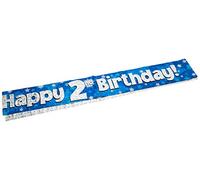 OakTree 9ft Banner Happy 2nd Birthday Blue holographic