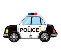 Oaktree Betallic Police Car Foil Balloon Black/white (One Size)