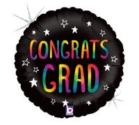 Oaktree Congrats Grad Holographic Foil Balloon Black/rainbow (One Size)