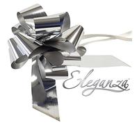 Oaktree Elegenza 50mm Foil Pull Bows (Pack Of 20) (50mm) (Metallic Silver)