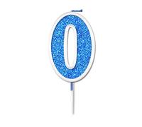 Oaktree Glitter No.0 Candle 7.5cm Blue/Silver Glitter