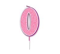 Oaktree Glitter No.0 Candle 7.5cm Pink/Silver Glitter