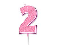 Oaktree Glitter No.2 Candle 7.5cm Pink/Silver Glitter