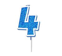 Oaktree Glitter No.4 Candle 7.5cm Blue/Silver Glitter