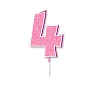 Oaktree Glitter No.4 Candle 7.5cm Pink/Silver Glitter