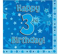 Oaktree Happy 3rd Birthday Blue 33cm x 33cm 3-ply Napkins 16pcs