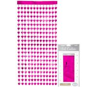 Oaktree Heart Foil Door Curtain 0.90m x 2.50m Metallic Fuchsia
