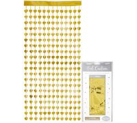 Oaktree Heart Foil Door Curtain 0.90m x 2.50m Metallic Gold