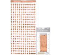 Oaktree Heart Foil Door Curtain 0.90m x 2.50m Metallic Rose Gold