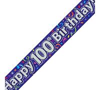 Oaktree Ltd Happy 100th Birthday Banner, Foil, Navy, 270 x 12 x 0.1 cm