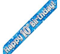 Oaktree Ltd Happy 10th Birthday Banner, Foil, Blue, 270 x 12 x 0.1 cm