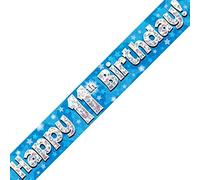 Oaktree Ltd Happy 11th Birthday Banner, Foil, Blue, 270 x 12 x 0.1 cm