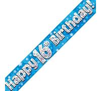 Oaktree Ltd Happy 16th Birthday Banner, Foil, Blue, 270 x 12 x 0.1 cm
