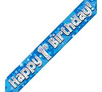 Oaktree Ltd Happy 1st Birthday Banner, Foil, Blue, 270 x 12 x 0.1 cm