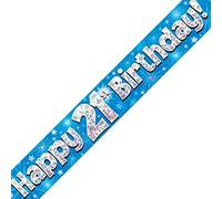 Oaktree Ltd Happy 21st Birthday Banner, Foil, Blue, 270 x 12 x 0.1 cm