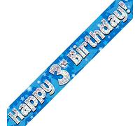 Oaktree Ltd Happy 3rd Birthday Banner, Foil, Blue, 270 x 12 x 0.1 cm