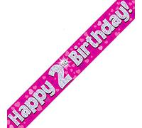 Oaktree Ltd Happy 3rd Birthday Banner, Foil, Pink, 270 x 12 x 0.1 cm