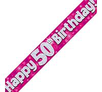 Oaktree Ltd Happy 50th Birthday Banner, Foil, Pink, 270 x 12 x 0.1 cm