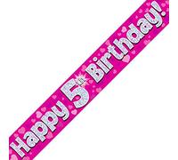 Oaktree Ltd Happy 5th Birthday Banner, Foil, Pink, 270 x 12 x 0.1 cm