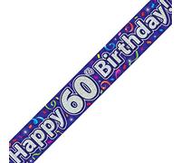 Oaktree Ltd Happy 60th Birthday Banner, Foil, Navy, 270 x 12 x 0.1 cm