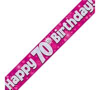 Oaktree Ltd Happy 70th Birthday Banner, Foil, Pink, 270 x 12 x 0.1 cm