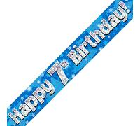 Oaktree Ltd Happy 7th Birthday Banner, Foil, Blue, 270 x 12 x 0.1 cm