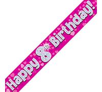 Oaktree Ltd Happy 8th Birthday Banner, Foil, Pink, 270 x 12 x 0.1 cm