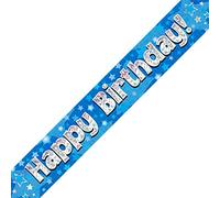 Oaktree Ltd Happy Birthday Banner, Foil, Blue, 270 x 12 x 0.1 cm