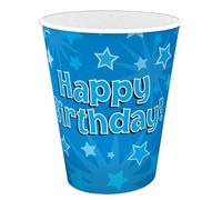 Oaktree Paper Stars Happy Birthday Party Cup (Pack Of 8) Blue (One Size)