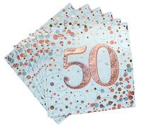 Oaktree Sparkling Fizz 50th Rose Gold 33cm x 33cm 3-ply Napkins 16pcs
