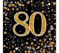 Oaktree Sparkling Fizz 80th Black & Gold 33cm x 33cm 3-ply Napkins 16pcs