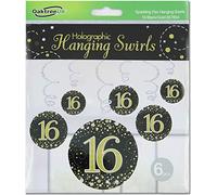 OakTree Sparkling Fizz Hanging Swirls 16th Black/Gold 6pcs