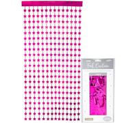 Oaktree Star Foil Door Curtain 1m x 2m Metallic Fuchsia