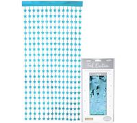 Oaktree Star Foil Door Curtain 1m x 2m Metallic Lt Blue