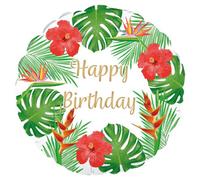 Oaktree Tropical Happy Birthday Balloon White/green/red (One Size)