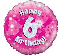 Oaktree UK Oaktree 18" Happy 6th Birthday Pink Holographic
