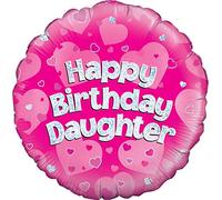 OAKTREE UK 228816 Oaktree 18" Happy Birthday Daughter Holographic, Pink