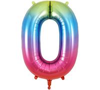 Oaktree UK 34" Number 0 Rainbow Foil Balloon