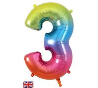Oaktree UK 34" Number 3 Rainbow Foil Balloon