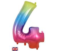 Oaktree UK 34" Number 4 Rainbow Foil Balloon