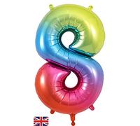 Oaktree UK 34" Number 8 Rainbow Foil Balloon