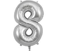 Oaktree UK 34" Number 8 Silver Foil Balloon