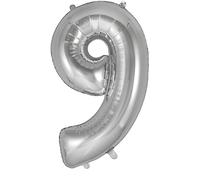 Oaktree UK 34" Silver Number 9 Foil Balloon
