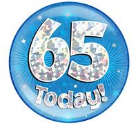 OAKTREE UK 633568 6" Jumbo Badge 65 Today Blue Holographic Cracked Ice