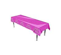 OAKTREE UK 634831 Oaktree Happy Birthday Pink Colourfast Plastic Table Cover 137cm x 2.6m 1pc