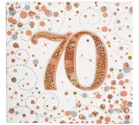 OAKTREE UK 635838 Oaktree Sparkling Fizz 70th Rose Gold 33cm x 33cm 3-ply Napkins 16pcs
