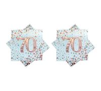 OAKTREE UK 635838 Oaktree Sparkling Fizz 70th Rose Gold 33cm x 33cm 3-ply Napkins 16pcs (Pack of 2)