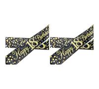 Oaktree UK 9ft Banner Sparkling Fizz 18th Birthday Black & Gold Holographic (Pack of 2)