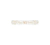 Oaktree UK 9ft Banner Sparkling Fizz 80th Birthday White & Rose Gold Holographic