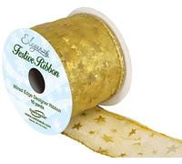 Oaktree UK Eleganze Festive Ribbon Satin Stars & Dots Gold